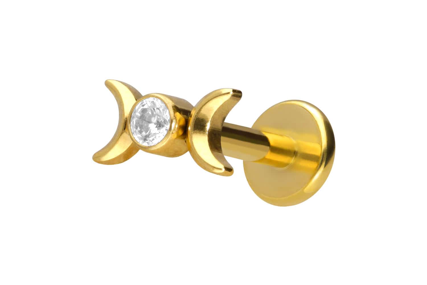 Titan Labret Piercing mit Push Fit 2 MONDE + KRISTALL
